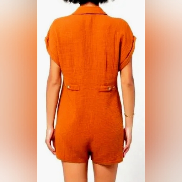 L*Space Mika Romper Amber Size M 100% Cotton With Mother Of Pearl Buttons - Picture 2 of 16